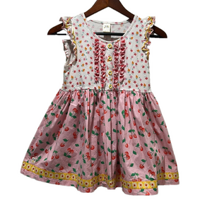 Wildflowers pink with cherries floral top size 14 GUC…